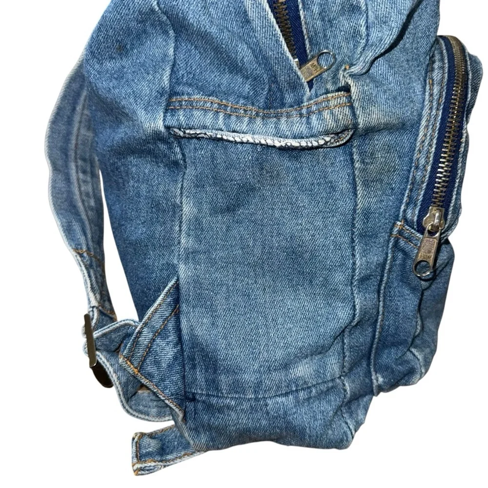 Vintage Rugged Exposure Denim Backpack Blue Jean 90s Y2K Bag - Picture 4 of 12